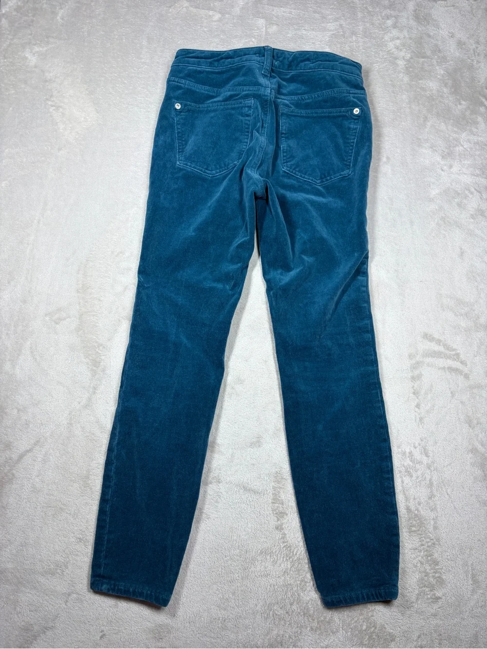 Anthropologie Pilcro Teal Blue High Rise Skinny Cropped Corduroy Retro Pants 26